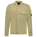 CP Company Broken Linen/Cotton Overshirt in Sage Green