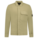 CP Company Broken Linen/Cotton Overshirt in Sage Green