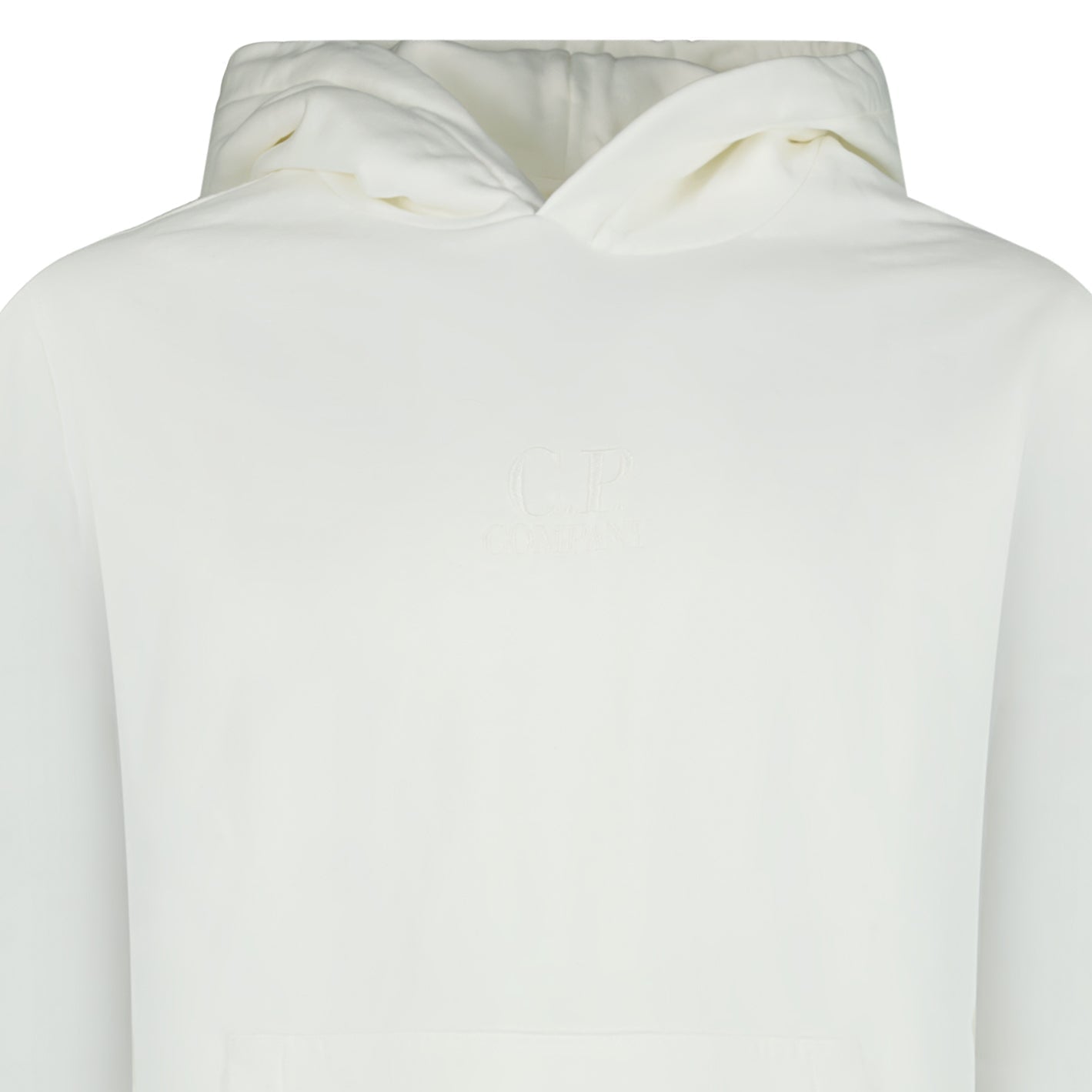 CP Company Brushed Emerised Diagonal Fleece Hoodie in White