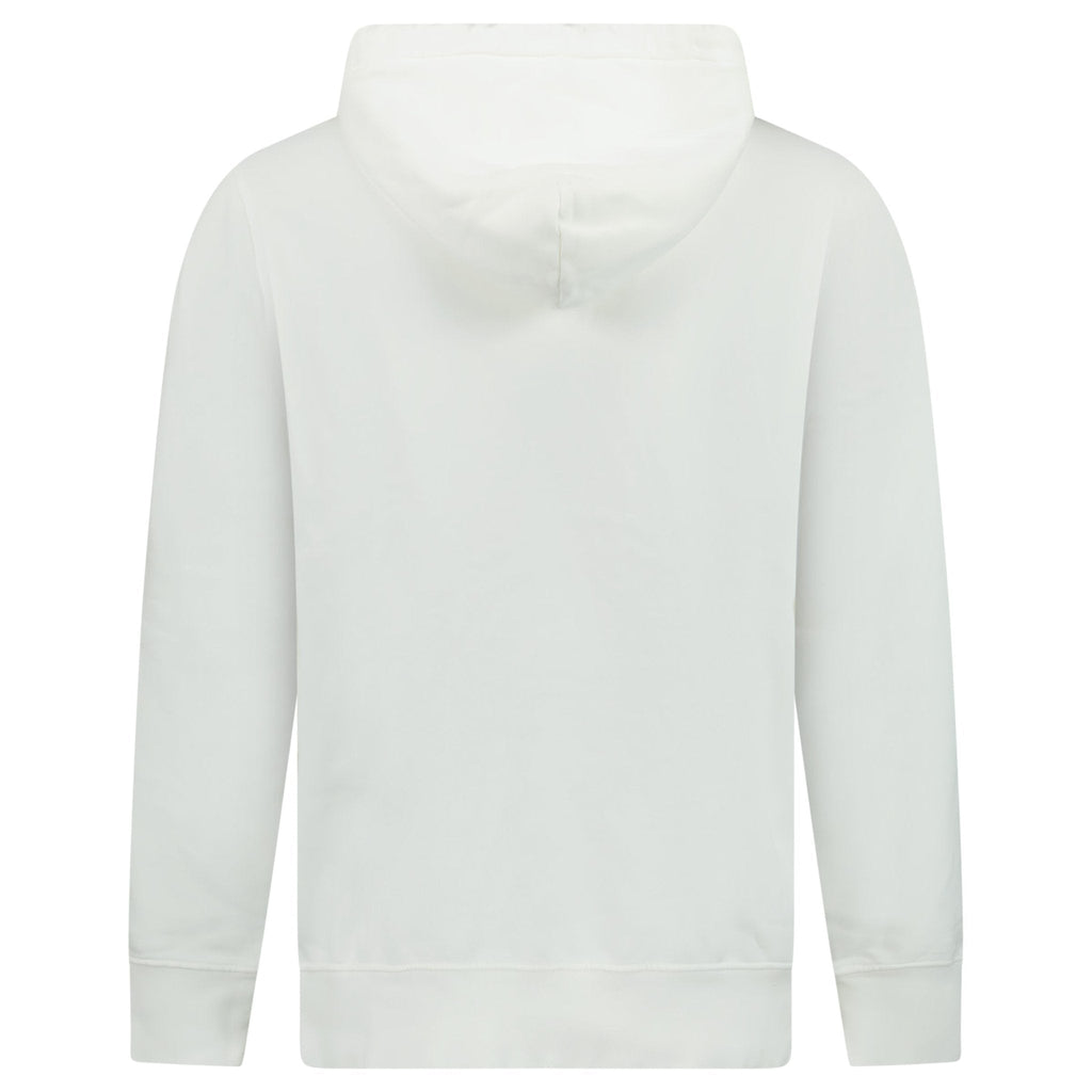 CP Company Brushed Emerised Diagonal Fleece Hoodie in White