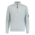 CP Company Collar 1/4 Zip Diagonal Raised Fleece Grey Melange