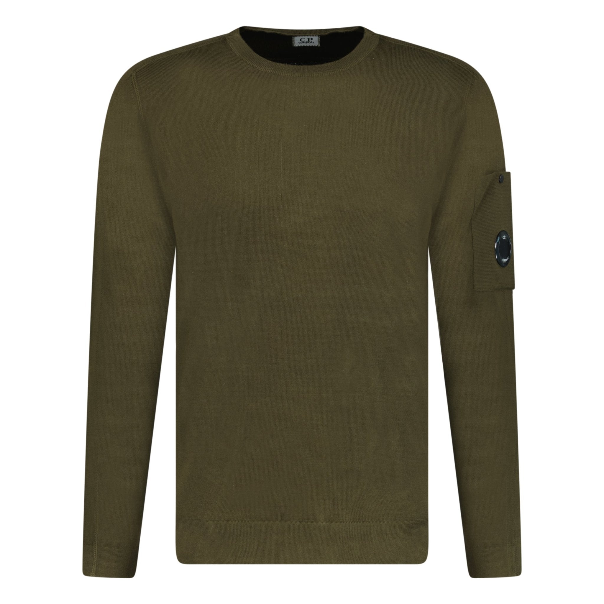 CP Company Cotton Arm Lens Knit Sweatshirt Khaki