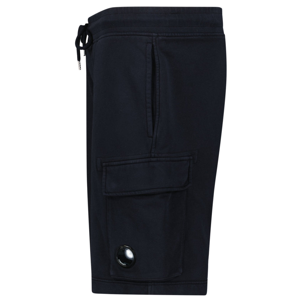 CP Company Cotton Diagonal Fleece Cargo Sweat Shorts in Navy Blue
