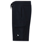 CP Company Cotton Diagonal Fleece Cargo Sweat Shorts in Navy Blue
