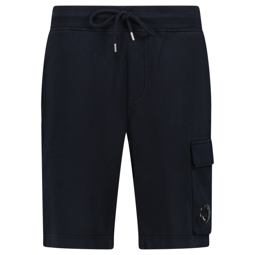 CP Company Cotton Diagonal Fleece Cargo Sweat Shorts in Navy Blue