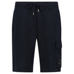 CP Company Cotton Diagonal Fleece Cargo Sweat Shorts in Navy Blue
