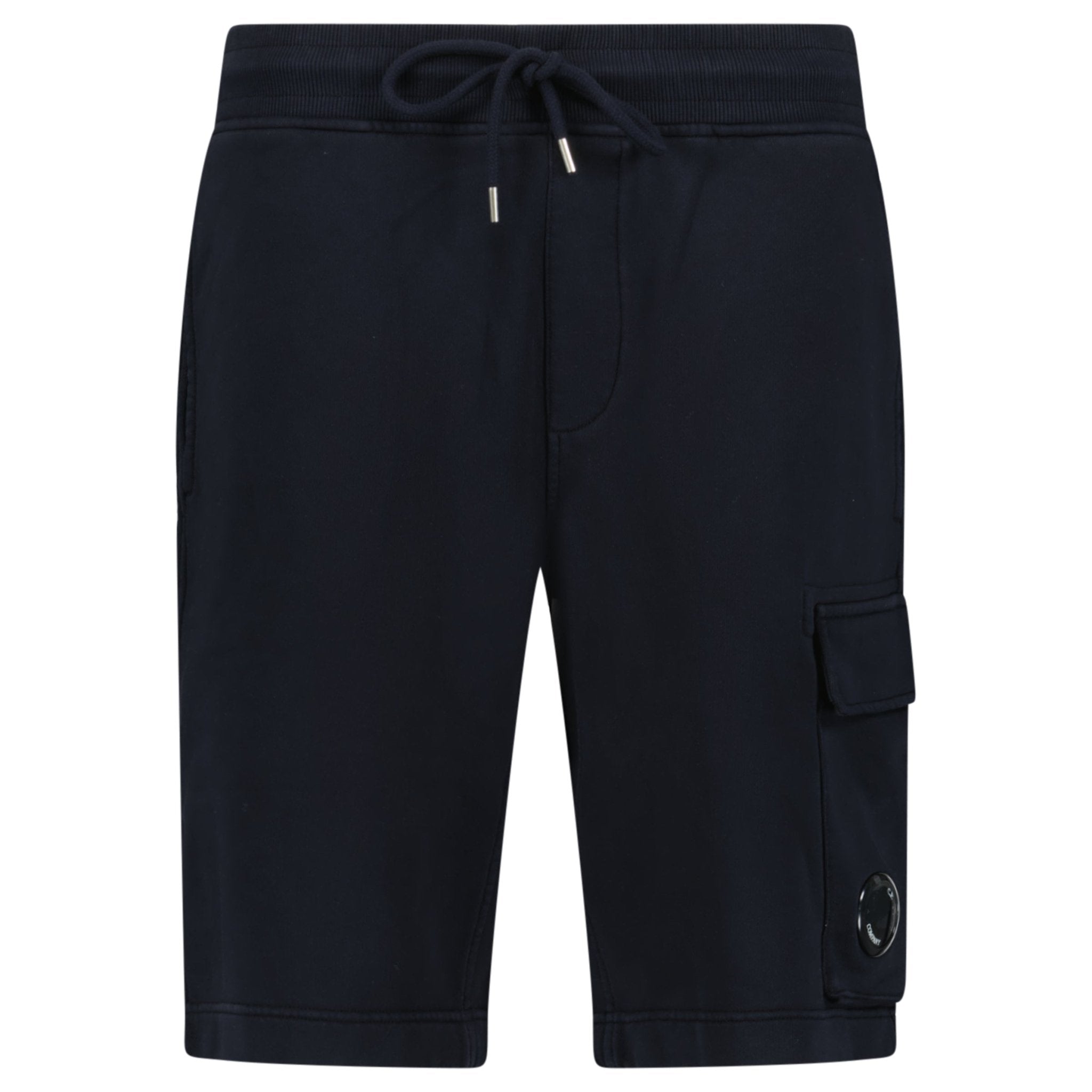 CP Company Cotton Diagonal Fleece Cargo Sweat Shorts in Navy Blue