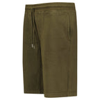 CP Company Cotton Diagonal Fleece Logo Bermudas in Ivy Green