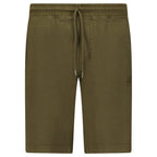CP Company Cotton Diagonal Fleece Logo Bermudas in Ivy Green