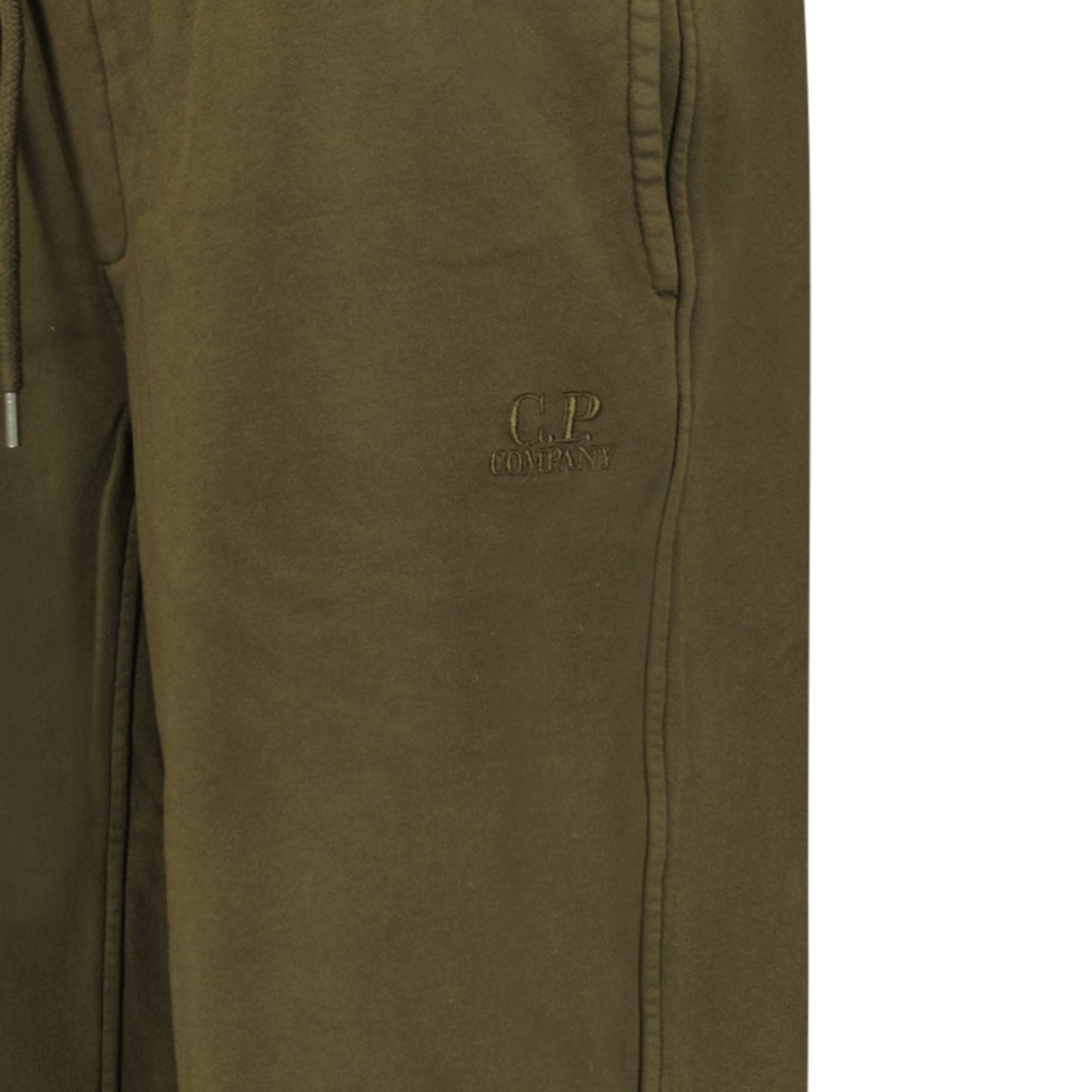 CP Company Cotton Diagonal Fleece Logo Bermudas in Ivy Green