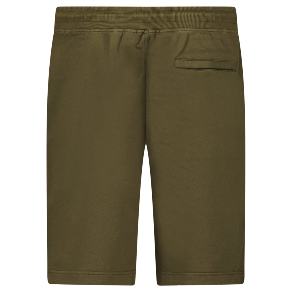 CP Company Cotton Diagonal Fleece Logo Bermudas in Ivy Green