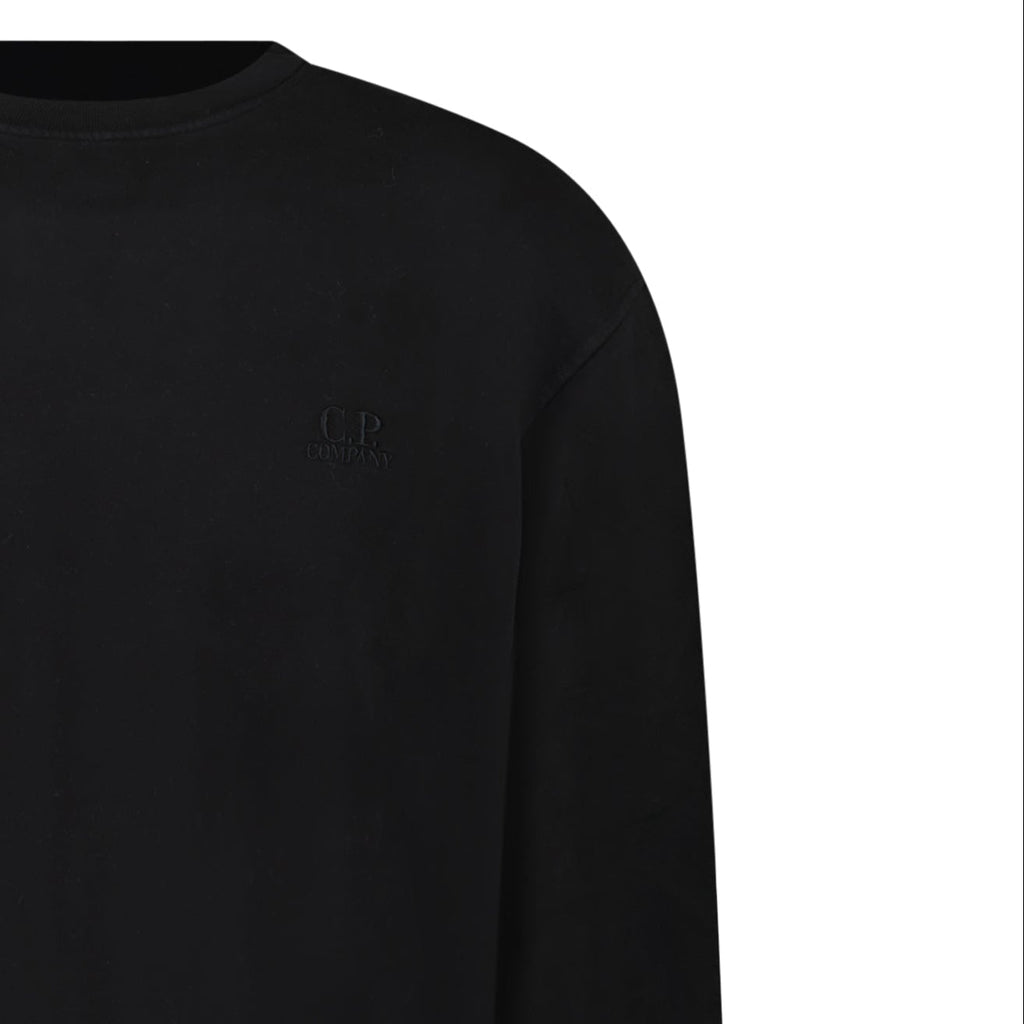 CP Company Brushed and Emerized Diagonal Fleece Crewneck Sweatshirt Black