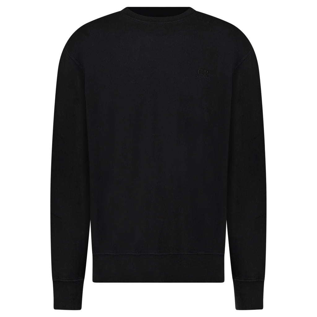 CP Company Brushed and Emerized Diagonal Fleece Crewneck Sweatshirt Black