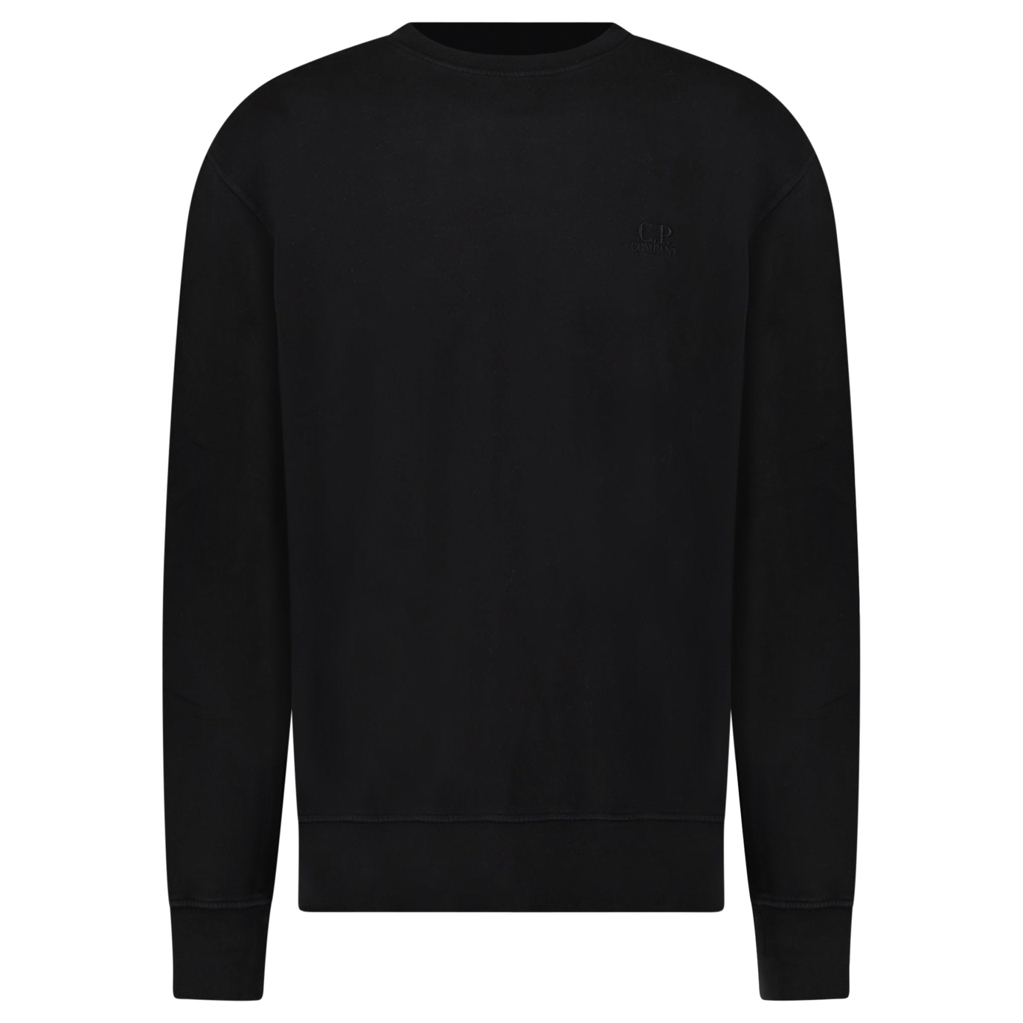 CP Company Brushed and Emerized Diagonal Fleece Crewneck Sweatshirt Black