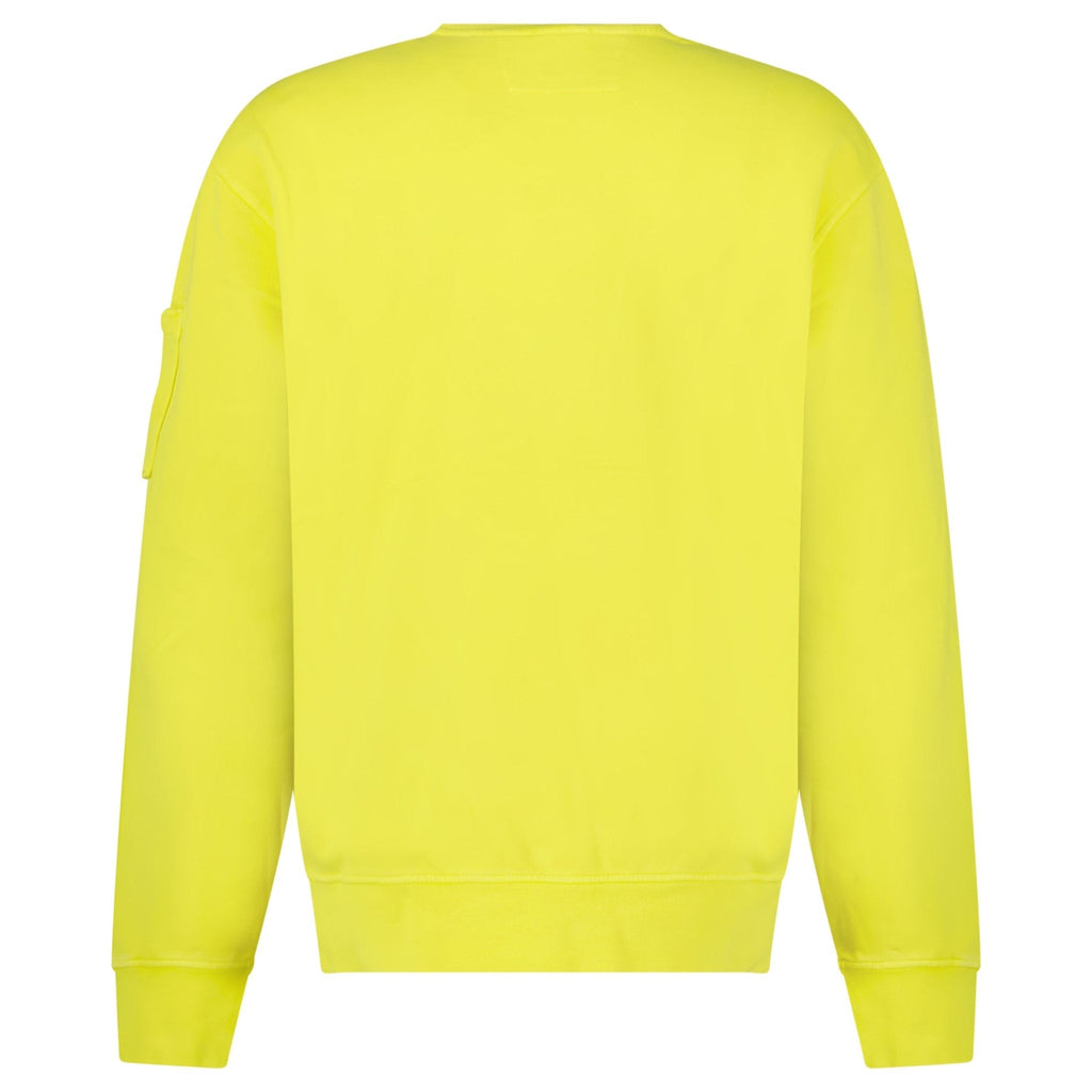 CP Company Brushed and Emerized Diagonal Fleece Crewneck Sweatshirt in Green Sheen