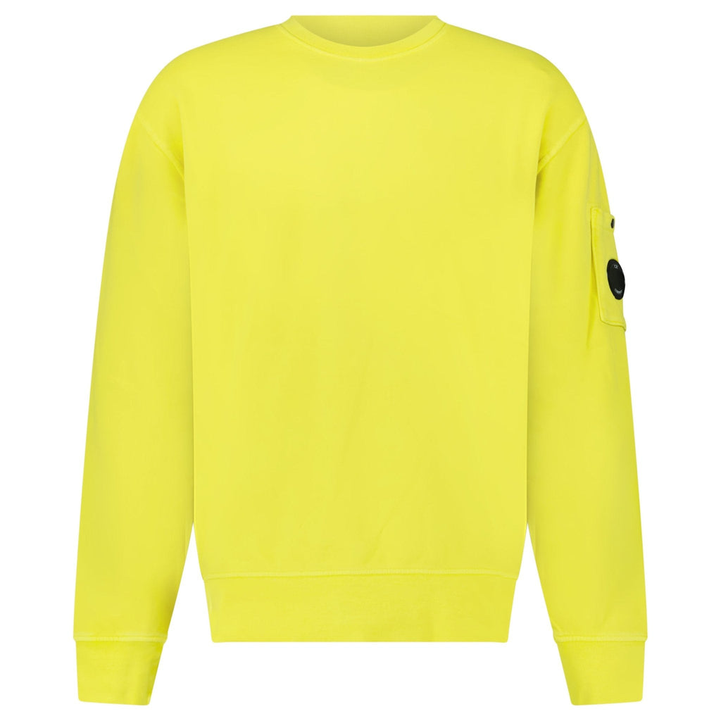 CP Company Brushed and Emerized Diagonal Fleece Crewneck Sweatshirt in Green Sheen