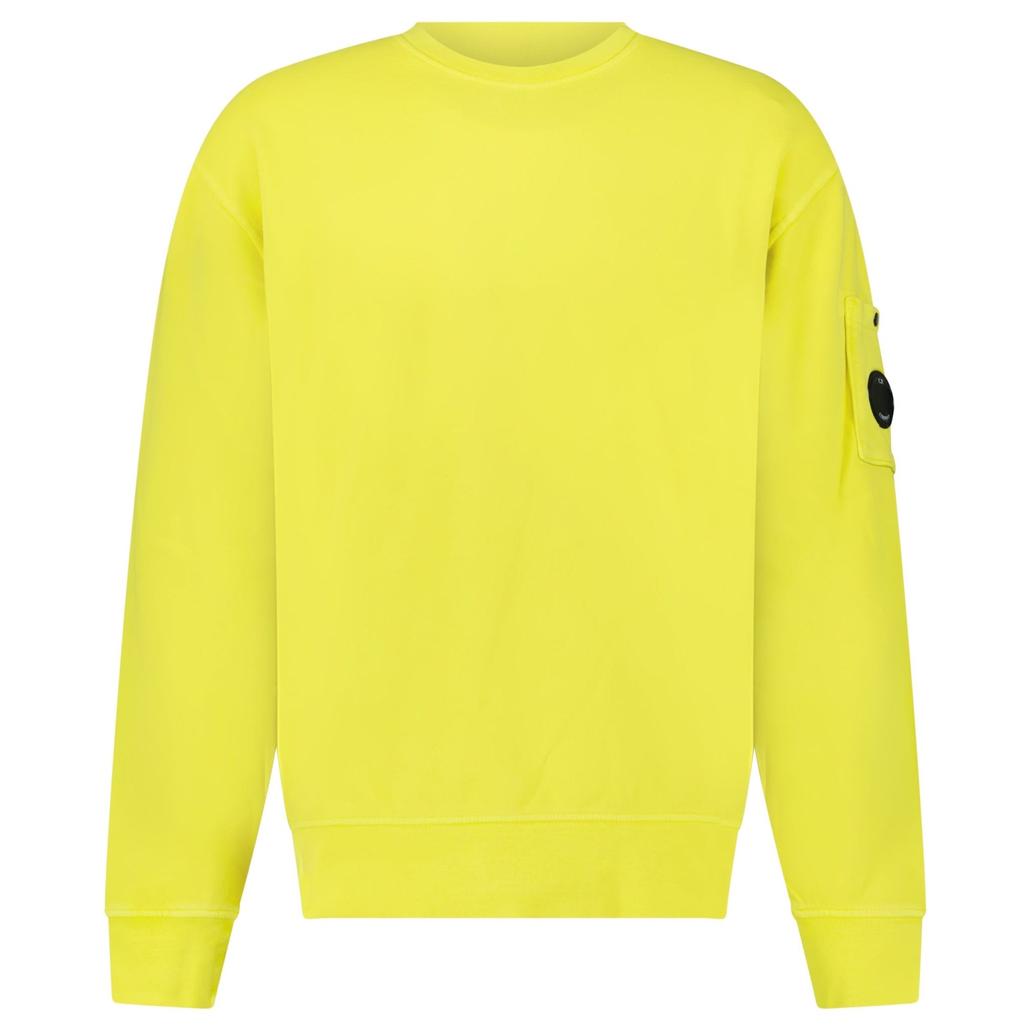 CP Company Brushed and Emerized Diagonal Fleece Crewneck Sweatshirt in Green Sheen
