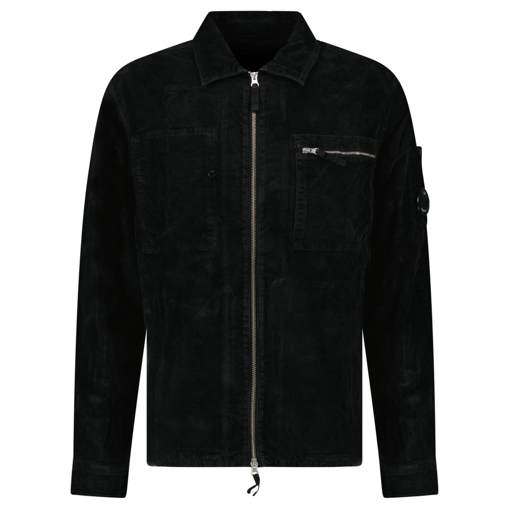 CP Company Corduroy Lens Zipped Overshirt in Black