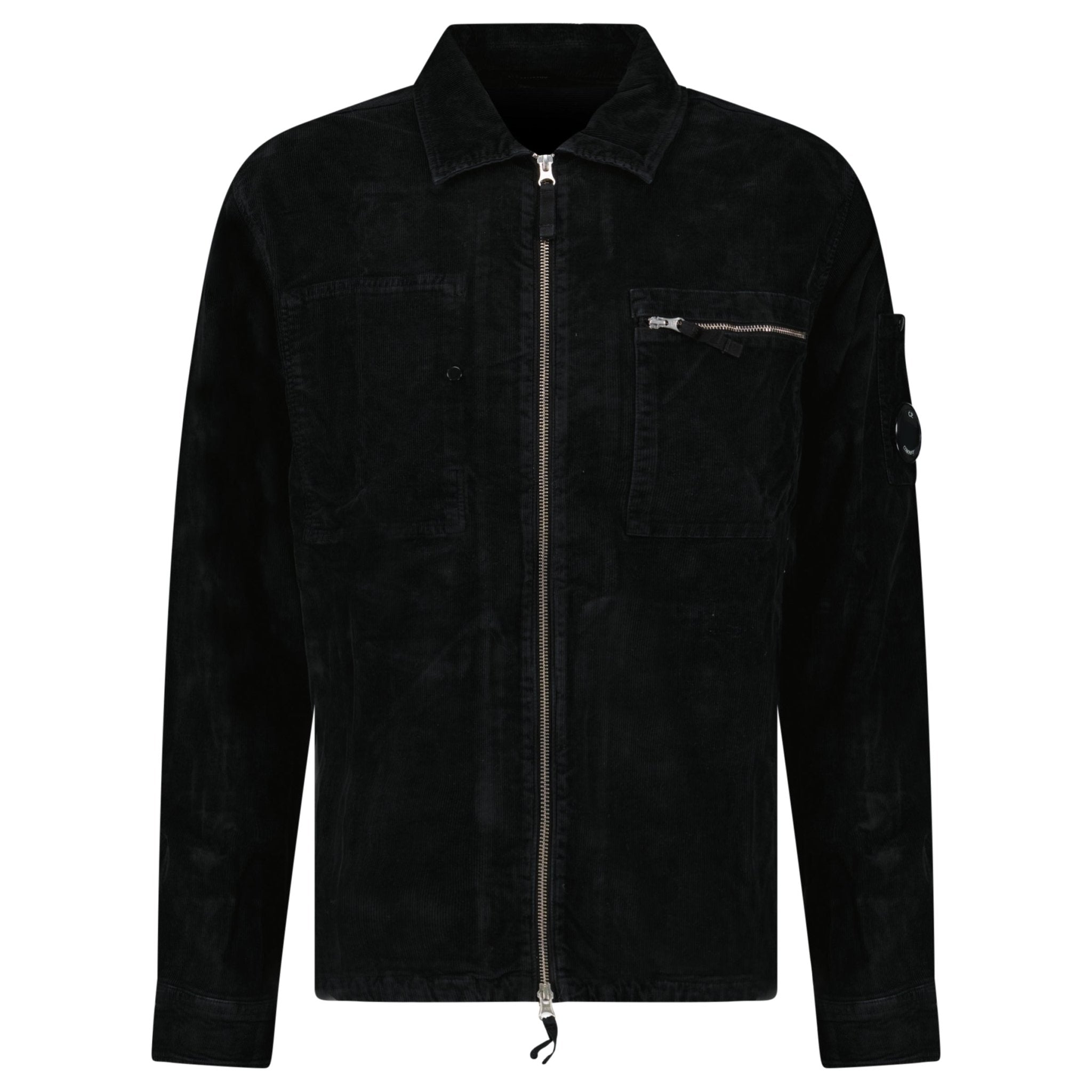 CP Company Corduroy Lens Zipped Overshirt in Black