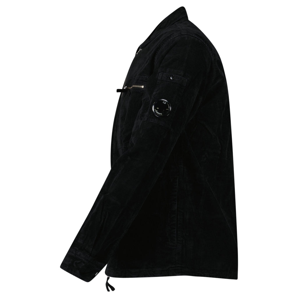CP Company Corduroy Lens Zipped Overshirt in Black