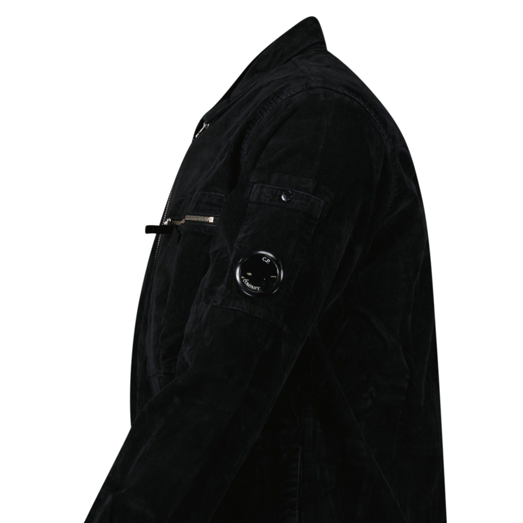 CP Company Corduroy Lens Zipped Overshirt in Black