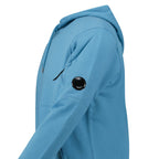 CP Company Diagonal Raised Fleece Hooded Lens Sweatshirt in Aegean Blue