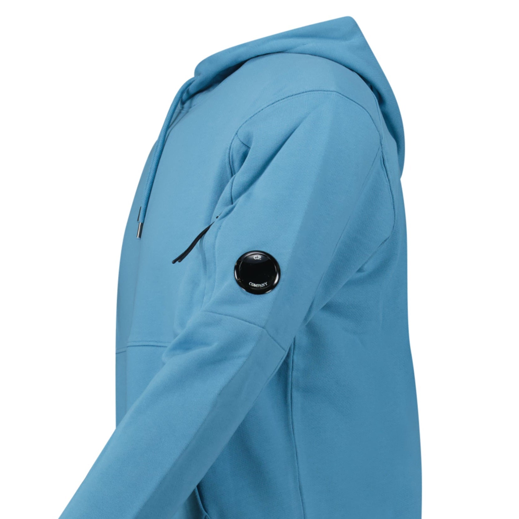 CP Company Diagonal Raised Fleece Hooded Lens Sweatshirt in Aegean Blue