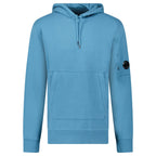 CP Company Diagonal Raised Fleece Hooded Lens Sweatshirt in Aegean Blue