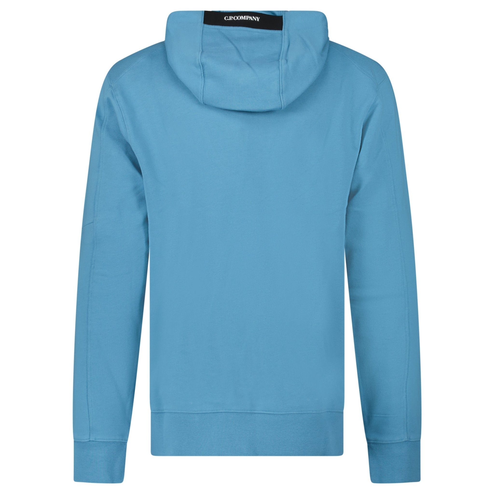 CP Company Diagonal Raised Fleece Hooded Lens Sweatshirt in Aegean Blue