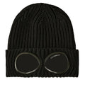 CP Company Goggle Beanie Hat in Extra Fine Merino Wool Black
