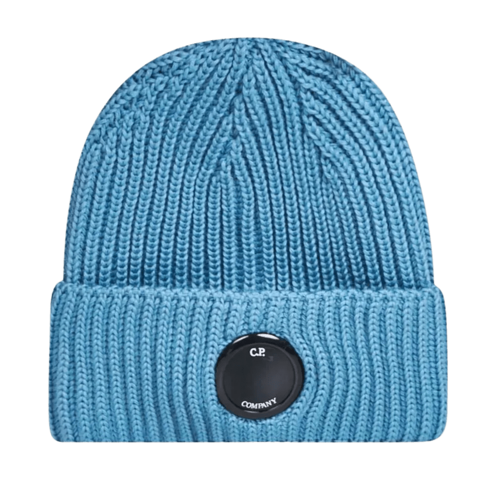 CP Company Lens Extra Fine Merino Wool Beanie in Blue