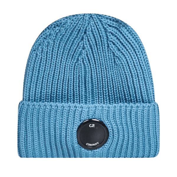 CP Company Lens Extra Fine Merino Wool Beanie in Blue