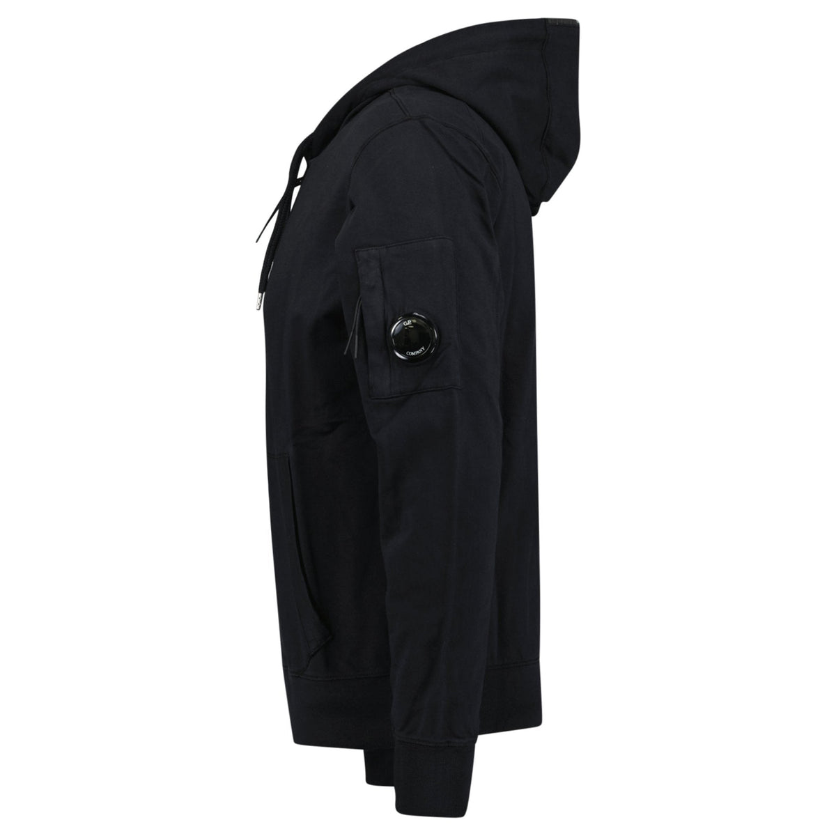 CP Company Light Fleece Lens Zip Hoodie Black