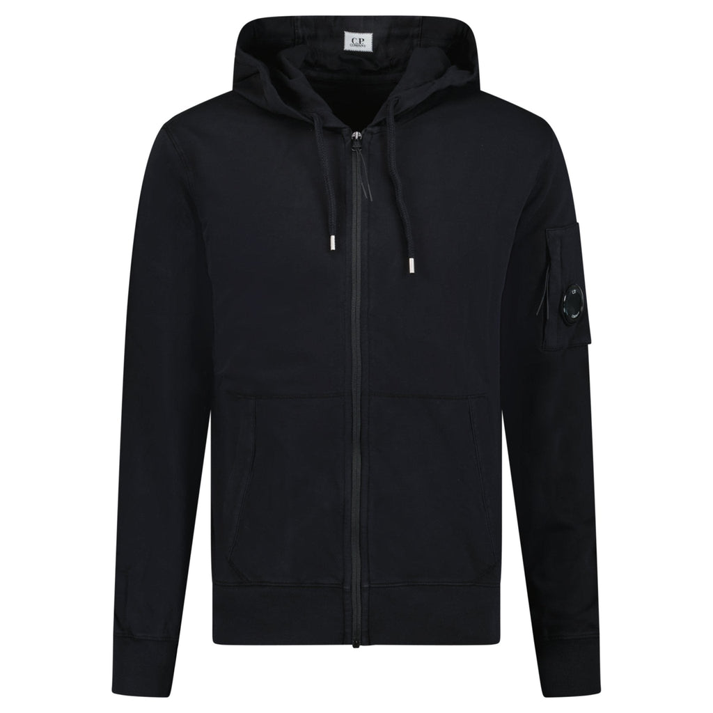 CP Company Light Fleece Lens Zip Hoodie Black