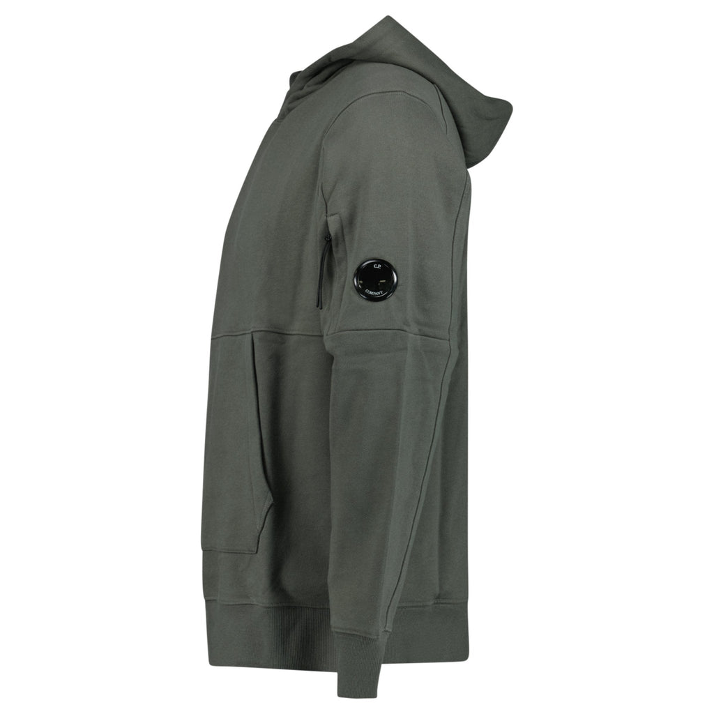 CP Company Diagonal Raised Fleece Hooded Lens Sweatshirt in Gunmetal Grey