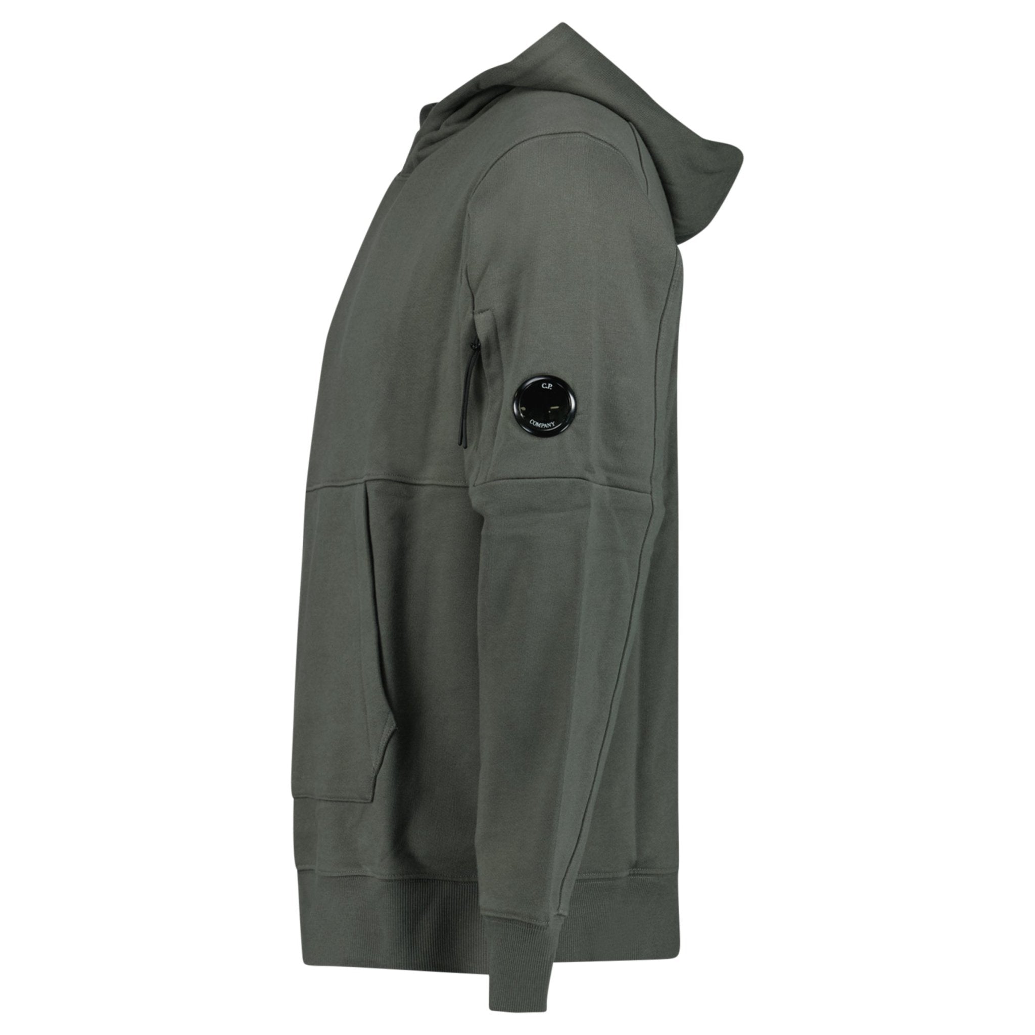 CP Company Diagonal Raised Fleece Hooded Lens Sweatshirt in Gunmetal Grey