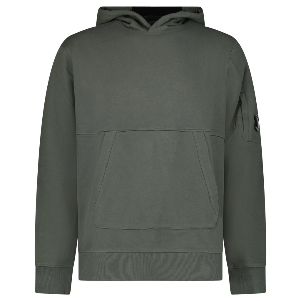 CP Company Diagonal Raised Fleece Hooded Lens Sweatshirt in Gunmetal Grey