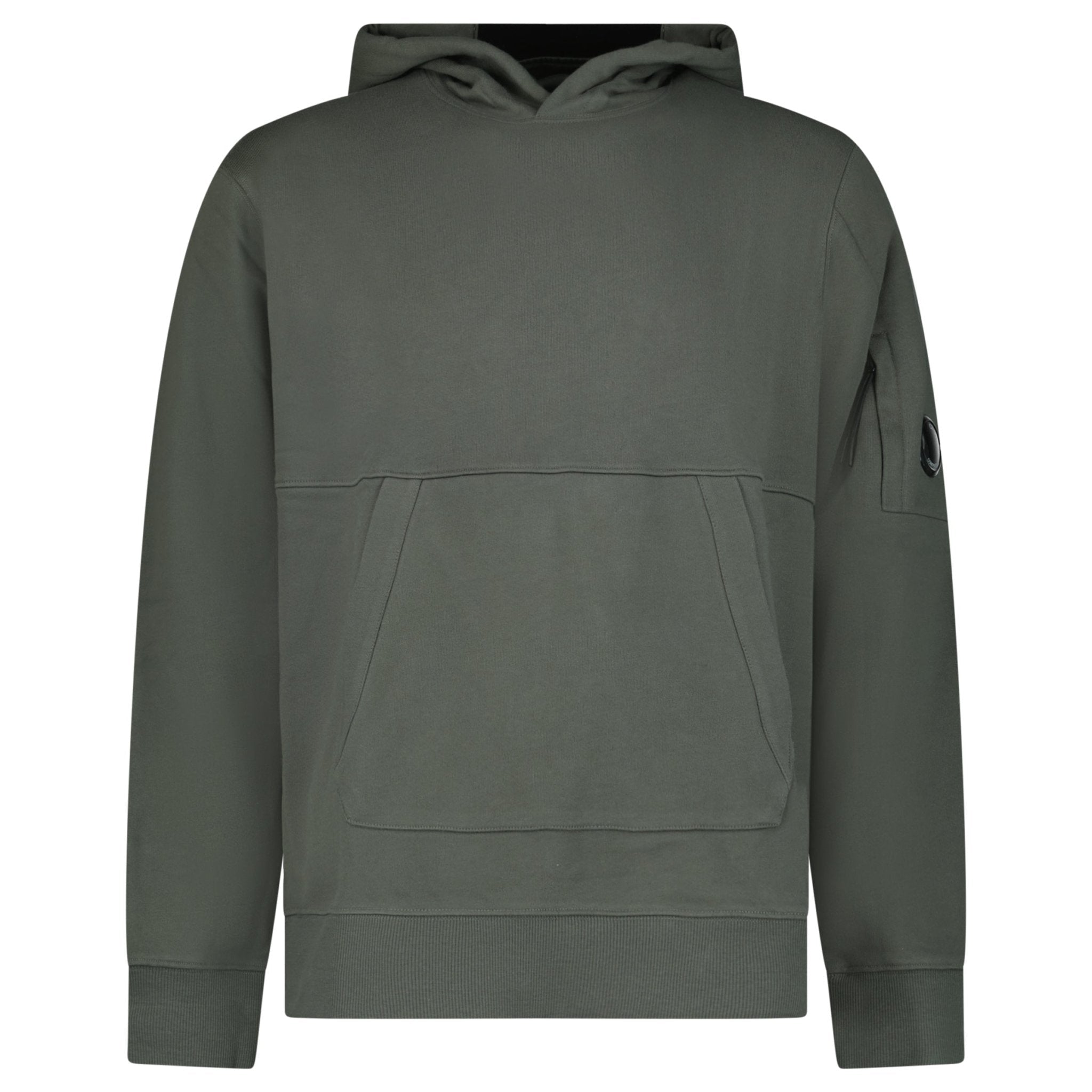 CP Company Diagonal Raised Fleece Hooded Lens Sweatshirt in Gunmetal Grey