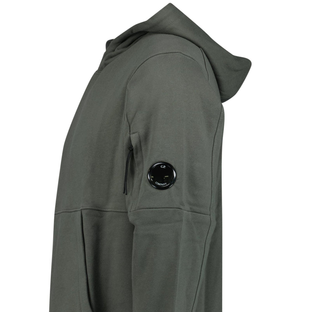 CP Company Diagonal Raised Fleece Hooded Lens Sweatshirt in Gunmetal Grey