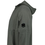 CP Company Diagonal Raised Fleece Hooded Lens Sweatshirt in Gunmetal Grey