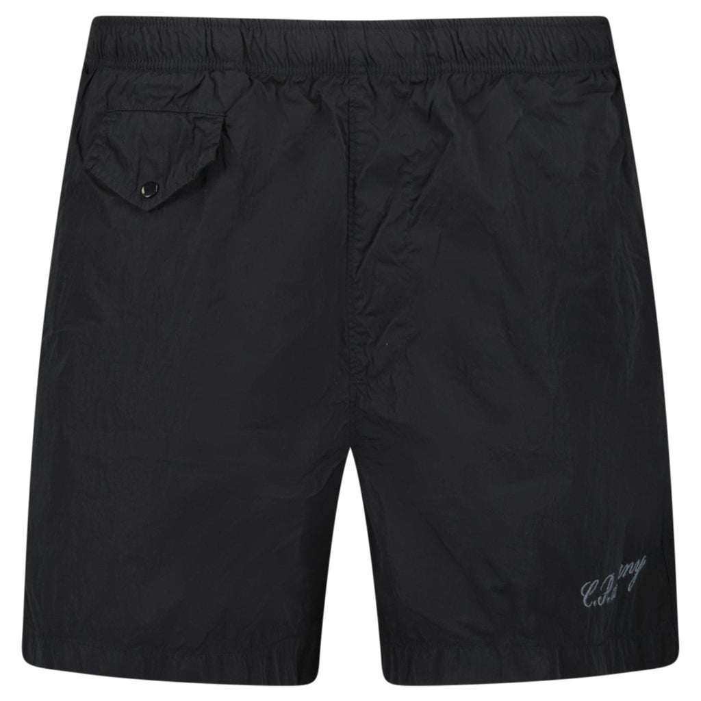 CP Company Eco-Chrome R Logo Embroidery Swim Shorts in Black