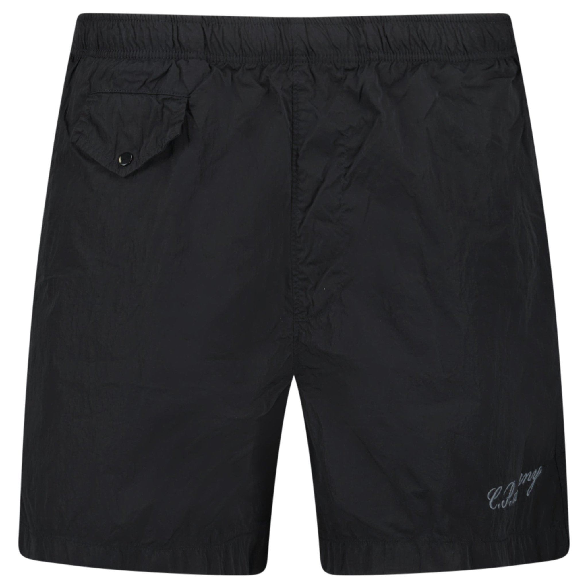 CP Company Eco-Chrome R Logo Embroidery Swim Shorts in Black