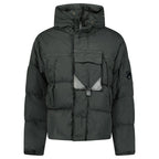 CP Company Eco-Chrome R Mixed Hooded Down Jacket in Dark Shadow