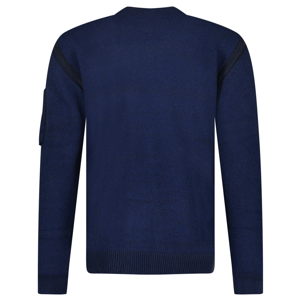 CP Company Fleece Knit Crewneck Vanisé Lens Knit Jumper Estate Blue