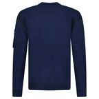 CP Company Fleece Knit Crewneck Vanisé Lens Knit Jumper Estate Blue