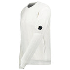CP Company Fleece Knit Crewneck Vanisé Lens Knit Jumper White Melange