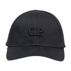 CP Company Gabardine Logo Cap in Black