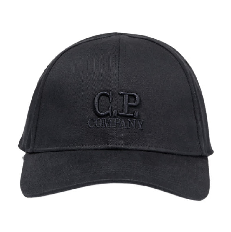 CP Company Gabardine Logo Cap in Black