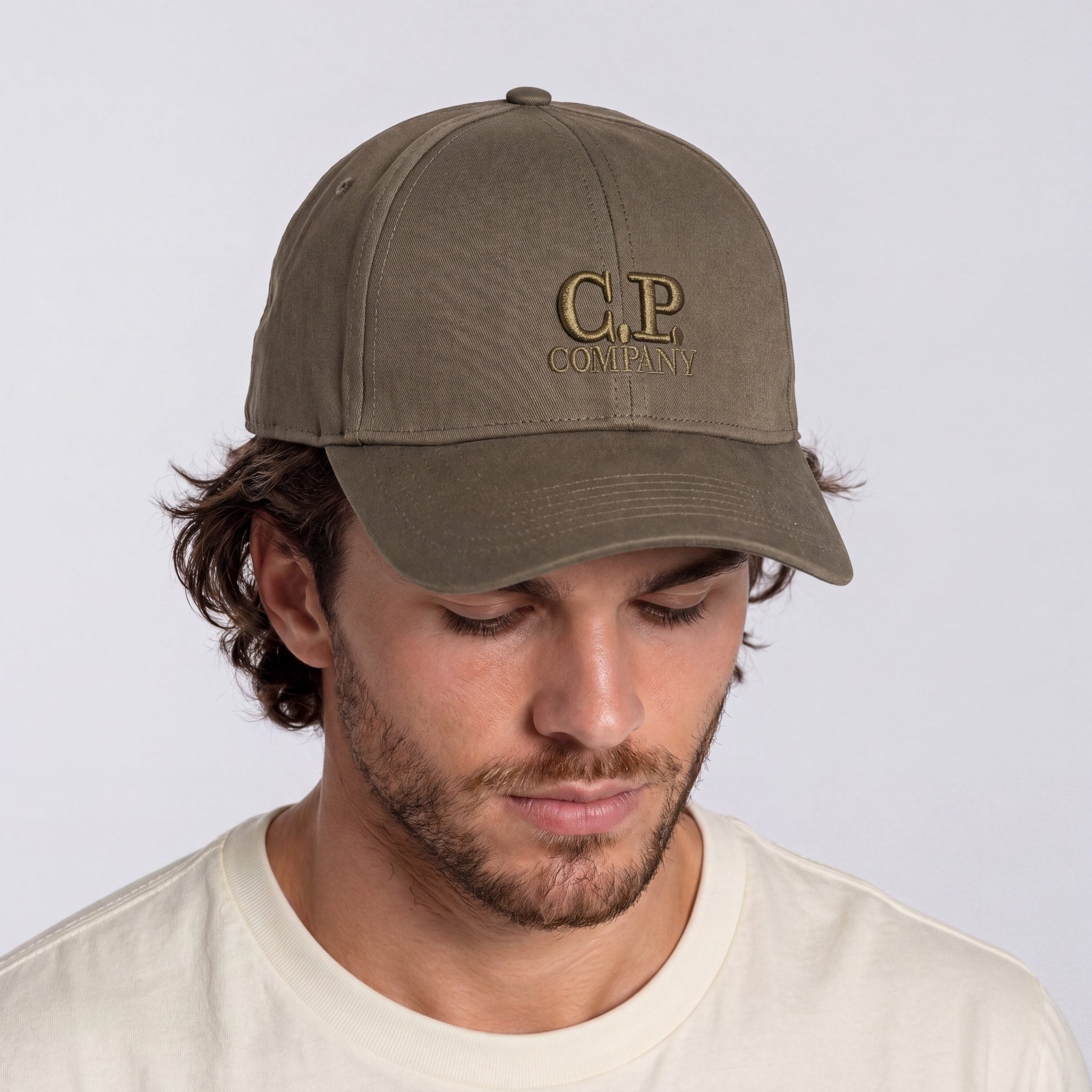 CP Company Gabardine Logo Cap in Ivy Green