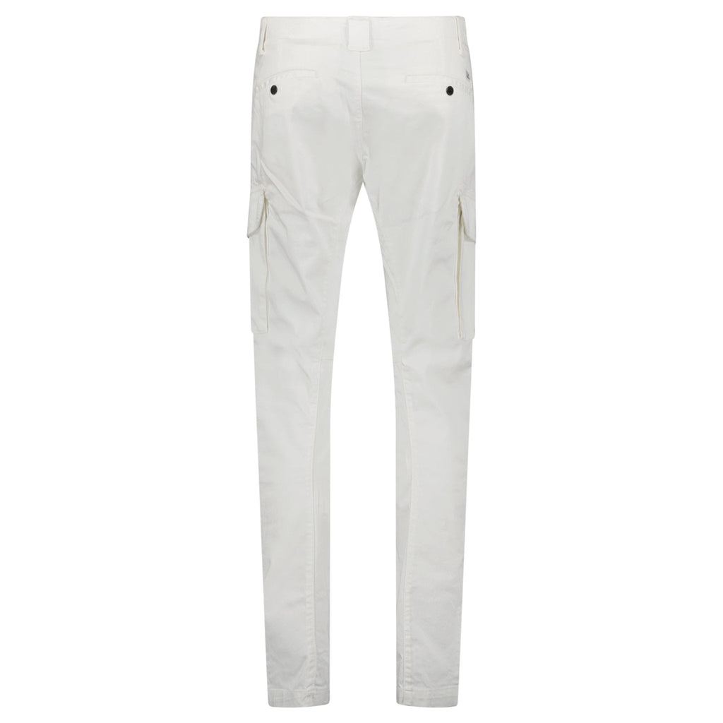 CP Company Gauze White Ergonomic Stretch Sateen Cargo Lens Pants